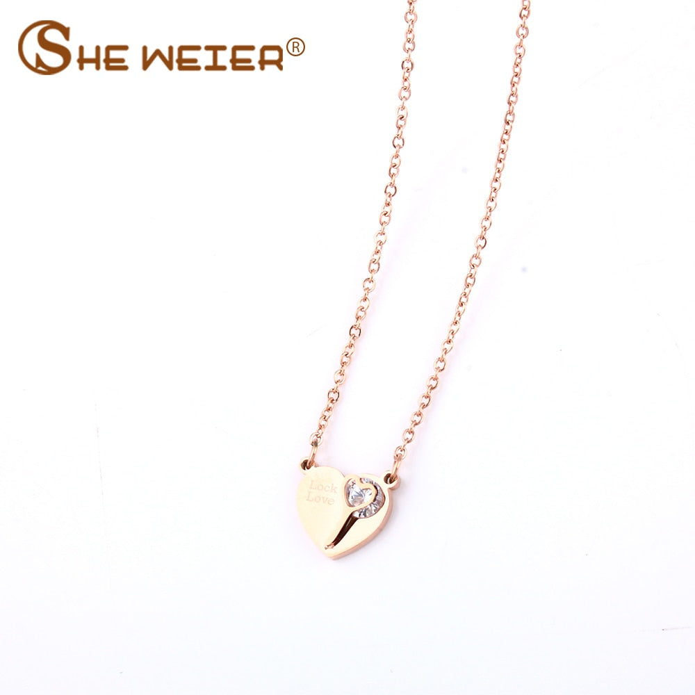 Heart Necklace For Women Stainless Steel Necklace Pendants Jewelry Chocker Bijoux Femme Collares Gift for girl