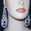 Luxury Sparkle Crystal AB Diamante Big Tassel Earrings Silver Rhinestone Long Drop Dangle Wedding Bridal Big Earrings