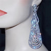 Luxury Sparkle Crystal AB Diamante Big Tassel Earrings Silver Rhinestone Long Drop Dangle Wedding Bridal Big Earrings