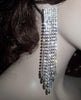 Luxury Sparkle Crystal AB Diamante Big Tassel Earrings Silver Rhinestone Long Drop Dangle Wedding Bridal Big Earrings