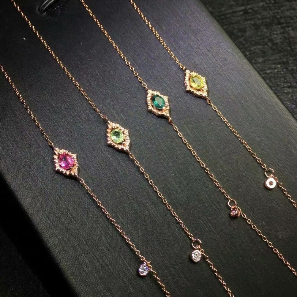 925 sterling silver Natural tourmaline bracelets classic fine Jewelry women wedding women   new jcl040501agx