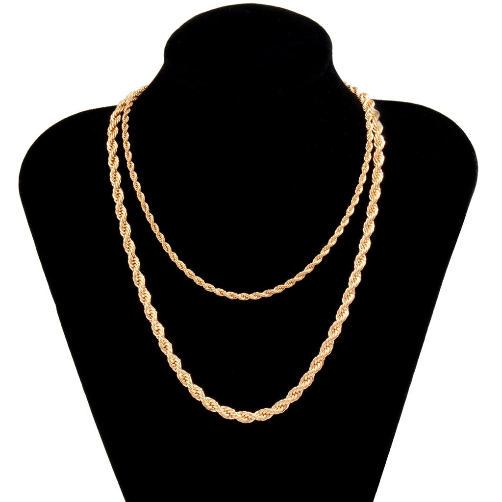 SHIXIN 2 Pce Layered Twisted Chain Choker Necklace Colar for Women Hiphop Gold/Silver Color Chunky Necklace 2021 Jewelry