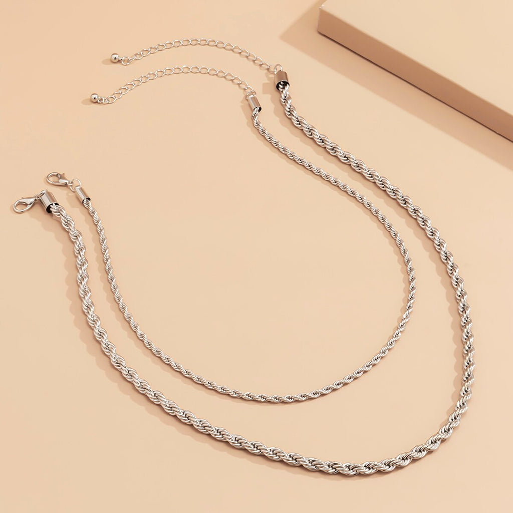 SHIXIN 2 Pce Layered Twisted Chain Choker Necklace Colar for Women Hiphop Gold/Silver Color Chunky Necklace 2021 Jewelry