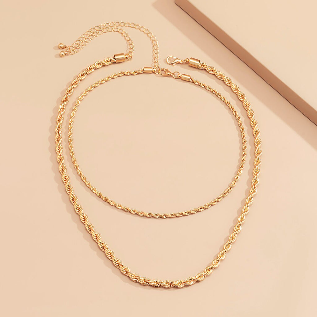 SHIXIN 2 Pce Layered Twisted Chain Choker Necklace Colar for Women Hiphop Gold/Silver Color Chunky Necklace 2021 Jewelry