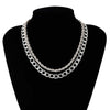 SHIXIN 2 Pcs/Set Hip Hop Chunky Chain Necklace on the Neck Punk Layered Thick Link Chain Short Choker Necklace for Women Jewelry