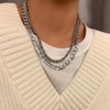 SHIXIN 2 Pcs/Set Hip Hop Chunky Chain Necklace on the Neck Punk Layered Thick Link Chain Short Choker Necklace for Women Jewelry