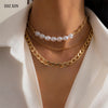 SHIXIN 3 Pcs/Set Beans Pearl Choker Necklace for Women Hiphop Chunky Thick Necklace Chain on Neck Jewelry Fahsion Necklaces 2021