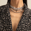 SHIXIN 3 Pcs/Set Chunky Twisted Chain Necklace on the Neck Hiphop Short Choker Necklace Colar for Women Layered Necklace Jewelry