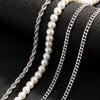 SHIXIN 4 Pcs Pearl Beads Thick Link Chain Choker Necklace Set Men/Women Hip Hop Multi Layered Necklace Chain on the Neck Jewelry
