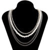 SHIXIN 4 Pcs Pearl Beads Thick Link Chain Choker Necklace Set Men/Women Hip Hop Multi Layered Necklace Chain on the Neck Jewelry