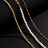 SHIXIN Asymmetry Pearl Beads Thin Link Chain Choker Necklace Set Men/Women Punk Multi Layered Necklace Chain on the Neck Jewelry