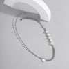 SHIXIN Asymmetry Stainless Steel Chain With Pearl Necklace for Women Punk Short Choker Colar Necklaces 2021 Neck Jewelry