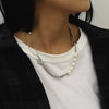 SHIXIN Asymmetry Stainless Steel Chain With Pearl Necklace for Women Punk Short Choker Colar Necklaces 2021 Neck Jewelry