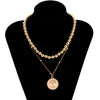 SHIXIN Bohemia CCB Beads Chain Choker Necklace for Women Layered Coin Pendant Necklace on the Neck Necklace 2021 Jewelry