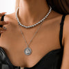 SHIXIN Bohemia CCB Beads Chain Choker Necklace for Women Layered Coin Pendant Necklace on the Neck Necklace 2021 Jewelry