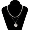 SHIXIN Bohemia CCB Beads Chain Choker Necklace for Women Layered Coin Pendant Necklace on the Neck Necklace 2021 Jewelry