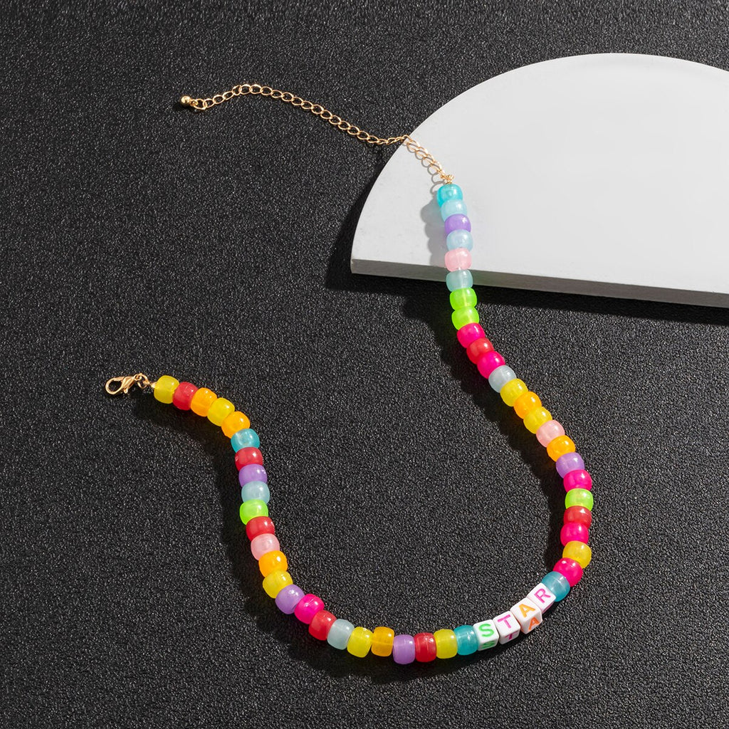 SHIXIN Bohemia Colorful Candy Beads Choker Necklace Men/Women Summer Rainbow Necklace 2022 Couples Jewelry on Neck Gifts