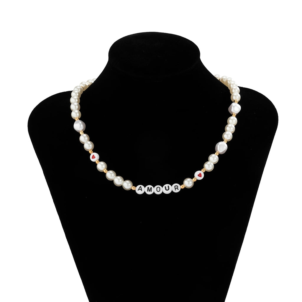 SHIXIN Bohemia Pearl Choker Necklace for Women/Men Summer Y2K Heart Gold Color Beads Necklace Jewelry for Neck Gift 2022