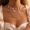 SHIXIN Bohemian Pearl Tassel Pendant Choker Necklaces for Women Snake Chain on Neck Jewelry Layered Necklaces 2021 Gifts