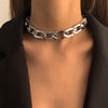 SHIXIN CCB Material Punk Thick Chain Necklace on Neck Hip Hop Chunky Short Choker Necklace for Women 2021 Statement Gift