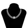 SHIXIN Chunky Ice Out Chain Rhinestone Pendants Necklace for Women Thick Cuban Link Chain Egirl Crystal Choker Necklaces on Neck
