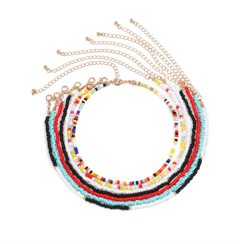 SHIXIN Colorful Beads Choker Necklace for Women  Rainbow Beaded Chain Around the Neck Necklaces Set Collier Femme Jewelry