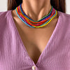 SHIXIN Colorful Beads Choker Necklace for Women  Rainbow Beaded Chain Around the Neck Necklaces Set Collier Femme Jewelry