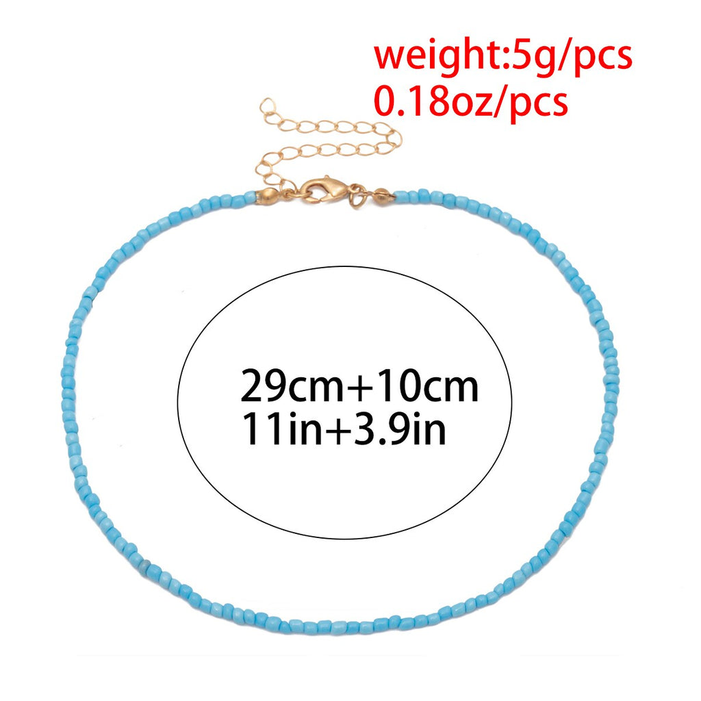 SHIXIN Colorful Beads Choker Necklace for Women  Rainbow Beaded Chain Around the Neck Necklaces Set Collier Femme Jewelry