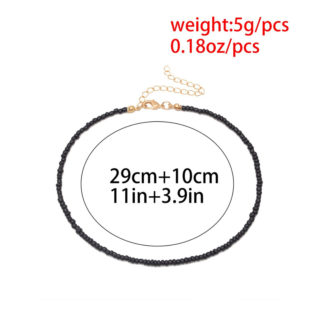 SHIXIN Colorful Beads Choker Necklace for Women  Rainbow Beaded Chain Around the Neck Necklaces Set Collier Femme Jewelry