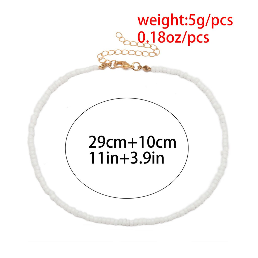 SHIXIN Colorful Beads Choker Necklace for Women  Rainbow Beaded Chain Around the Neck Necklaces Set Collier Femme Jewelry