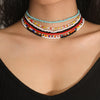 SHIXIN Colorful Beads Choker Necklace for Women  Rainbow Beaded Chain Around the Neck Necklaces Set Collier Femme Jewelry