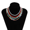 SHIXIN Colorful Beads Choker Necklace for Women  Rainbow Beaded Chain Around the Neck Necklaces Set Collier Femme Jewelry