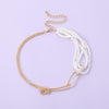 SHIXIN Hip Hop Asymmetric Knot Chain Pearl Choker Necklace for Women Chunky Short Chokers Collar Necklaces 2021 Collier