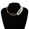 SHIXIN Hip Hop Asymmetric Knot Chain Pearl Choker Necklace for Women Chunky Short Chokers Collar Necklaces 2021 Collier