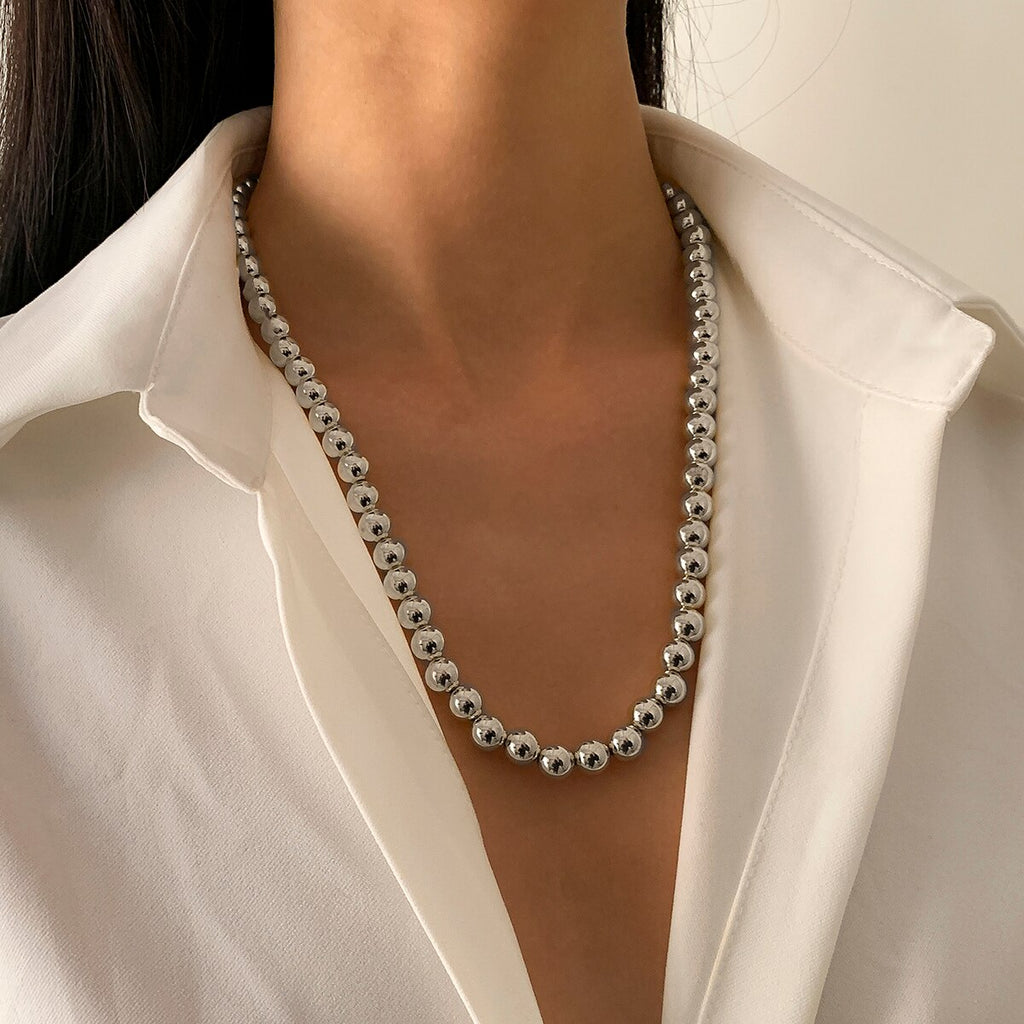 SHIXIN Hip Hop CCB Material Beads Choker Necklace Collar for Women Gold/Silver Color Beaded Necklaces Chain on Neck 2021