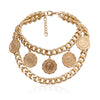 SHIXIN Hip Hop Chunky Necklace for Women Punk Layered Chain Choker Necklaces Vintage Coin Pendant Necklaces 2021 Jewelry