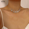 SHIXIN Hip Hop Crystal Letter Choker Necklace for Women/Girl Angel Rhinestones Necklace 2021 Short Choker Collar