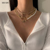SHIXIN Hip Hop Thick Link Chain Iced Out Rhinestone Necklace Set for Women Short Pearl Choker Necklace Crystal Neck Jewelry 2021