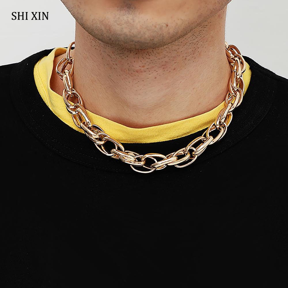 SHIXIN Hip Hop Twist Thick Chian Necklace for Men/Women Punk Short Choker Necklace Colar Egirl Chain on the Neck Jewelry Fashion