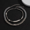 SHIXIN Hiphop Iced Out Rhinestone Chain Choker Necklace Colar for Women/Men Layered Pearl/Crystal Necklace Cuban Link Chain Neck