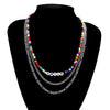 SHIXIN Layered Thin Chain With Beads Necklace for Men Women Boho Multicolor Acrylic Letter Choker Necklace Jewelry  2022