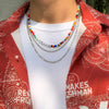 SHIXIN Layered Thin Chain With Beads Necklace for Men Women Boho Multicolor Acrylic Letter Choker Necklace Jewelry  2022