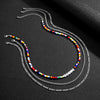 SHIXIN Layered Thin Chain With Beads Necklace for Men Women Boho Multicolor Acrylic Letter Choker Necklace Jewelry  2022