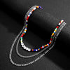 SHIXIN Layered Thin Chain With Beads Necklace for Men Women Boho Multicolor Acrylic Letter Choker Necklace Jewelry  2022