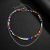 SHIXIN Layered Thin Chain With Beads Necklace for Men Women Boho Multicolor Acrylic Letter Choker Necklace Jewelry  2022
