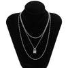 SHIXIN Multi Layered Small Beads Chains with Lock Pendant Necklace for Women/Men Gold/Silver Color Padlock Necklaces on the Neck
