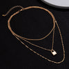 SHIXIN Multi Layered Small Beads Chains with Lock Pendant Necklace for Women/Men Gold/Silver Color Padlock Necklaces on the Neck