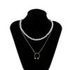 SHIXIN Trendy 2 Pcs Layered Pearl Pendant Necklaces Set for Men/Women Punk Hip Hop Necklaces Neck Jewelry 2021 Gifts