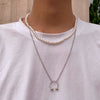 SHIXIN Trendy 2 Pcs Layered Pearl Pendant Necklaces Set for Men/Women Punk Hip Hop Necklaces Neck Jewelry 2021 Gifts
