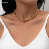 SHIXIN Punk Chunky Choker Colar Twisted Thick Chain Necklace for Women Hip Hop Short Choker Necklace on the Neck Jewelry Fashion